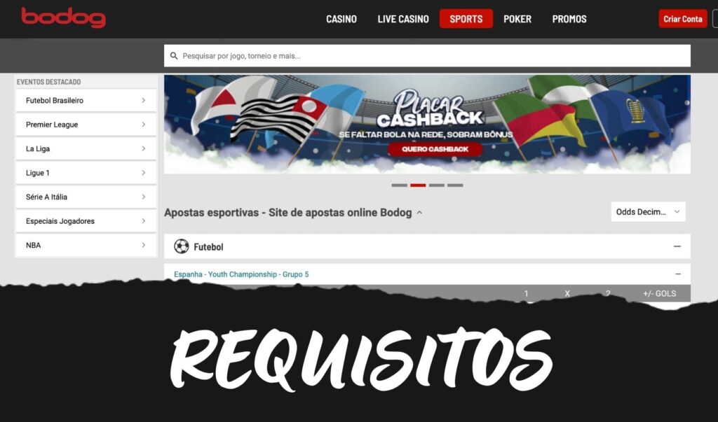 os requisitos para apostar no site Bodog Brasil